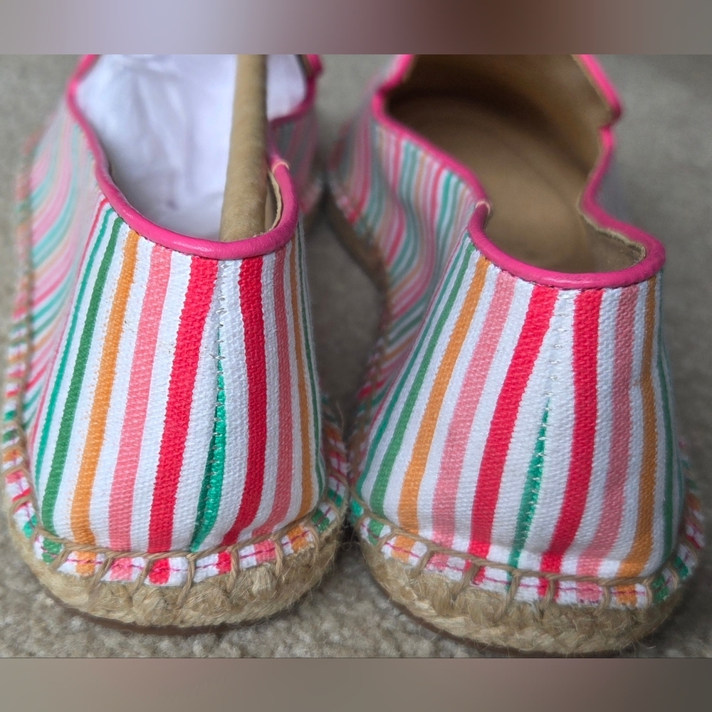 Talbots Izzy Colorful Striped Pink Toe Espadrilles Size 9.5 - Picture 5 of 6